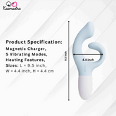 Product specs: 9.5-inch heated vibrator with 5 modes β magnetic charging
